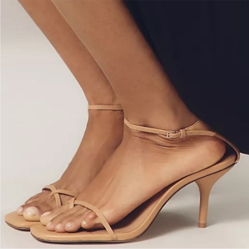 Reformation Tan Strappy Kitten Heel Sandals